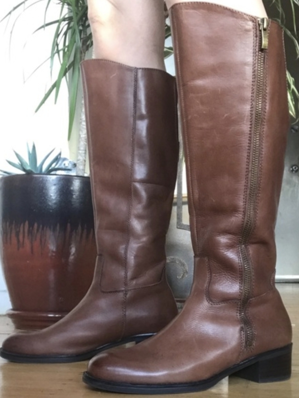 Franco Sarto Women's Christina Boots Chestnut Brown Leather Size 8 - Picture 2 of 13